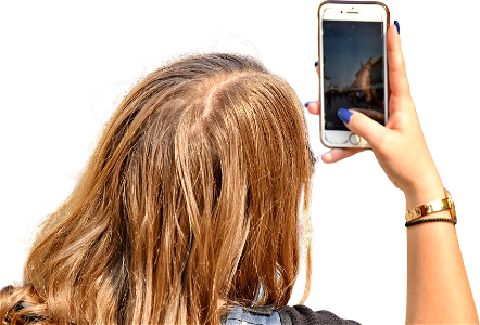 Blonde hair mobile phone photograph