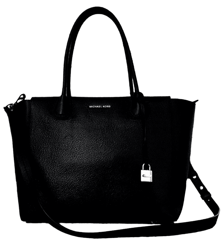Black michael kors leather 2 way bag on gray surface