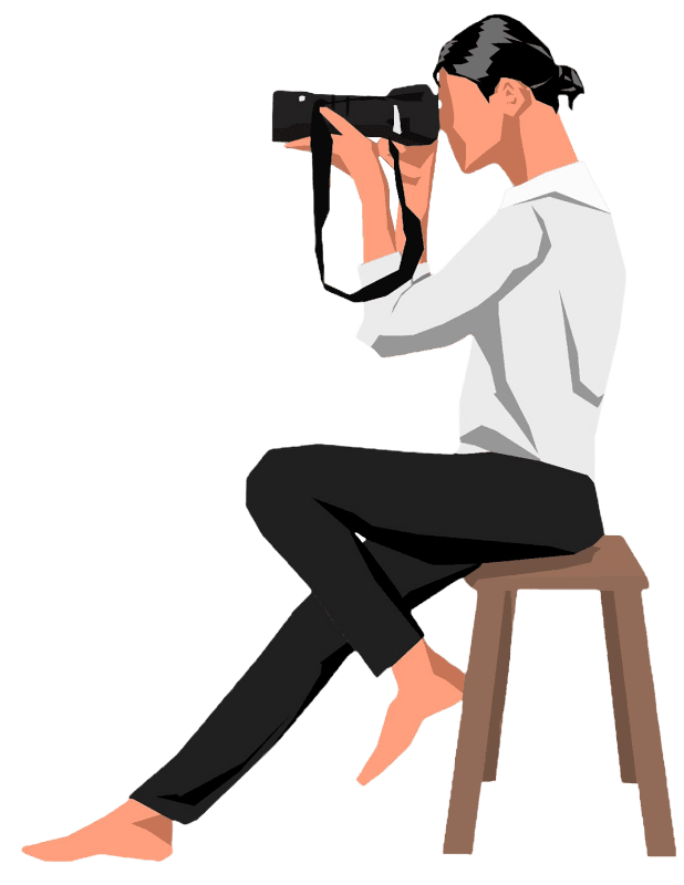 Adult take photo holding camera
