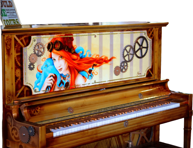 Musical colorful brown piano