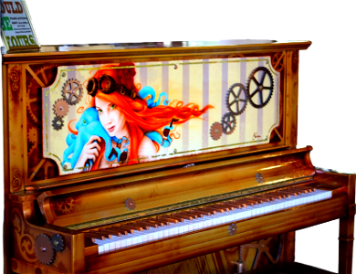 Musical colorful brown piano