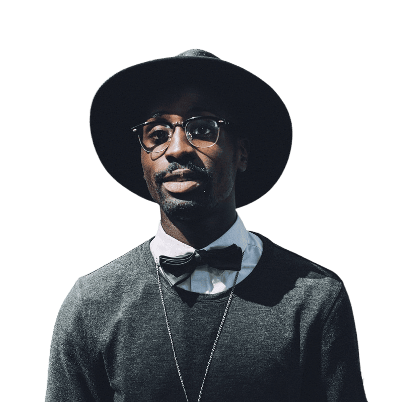Man in a black sweater with a bowtie