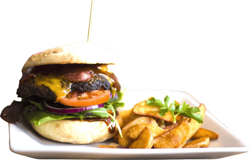 Hamburger on plate