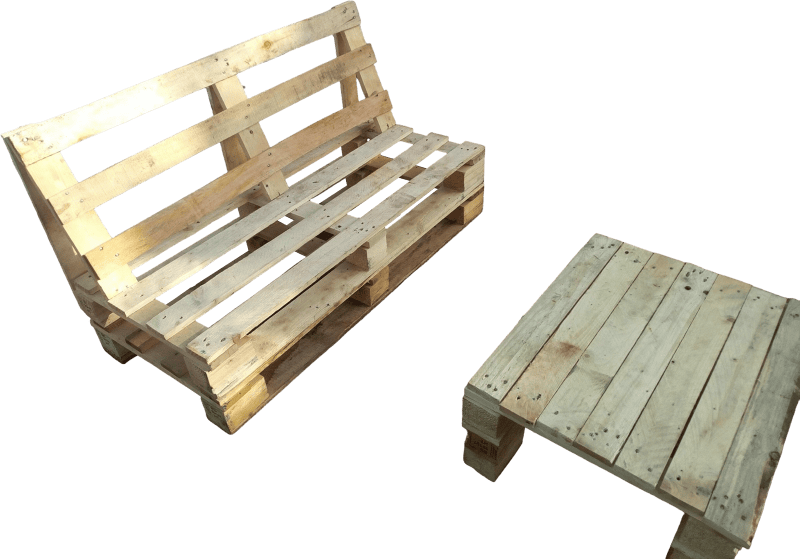 Wooden pallet armchair pedestal table