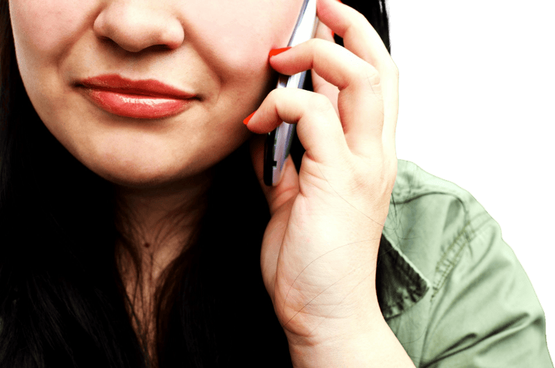 Woman holding smartphone
