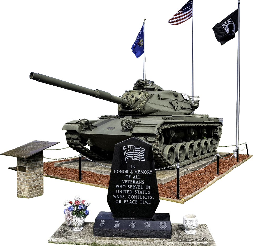 Tank at veterans memorial in brodhead wisconsin