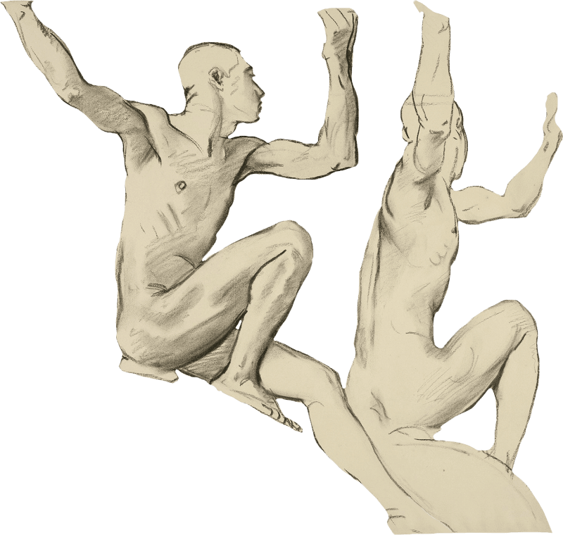 Study of two male nudes for a cartouche for the rotunda of the museum of fine art