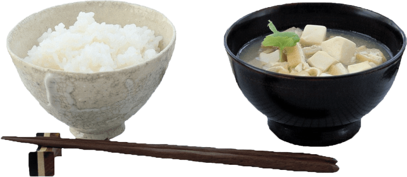 Soup and rice for traditional japanese breakfast