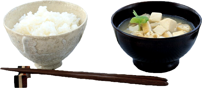 Soup and rice for traditional japanese breakfast
