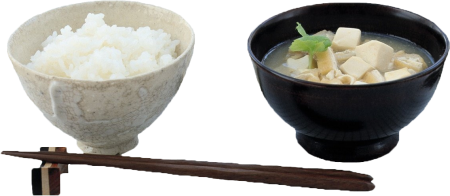Soup and rice for traditional japanese breakfast