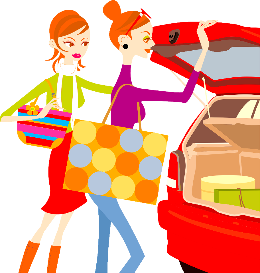 Shopping women and car