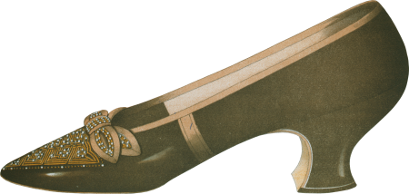 Three bronze shoes the first worn on stage by the actress Miss Ada Cavendish 3