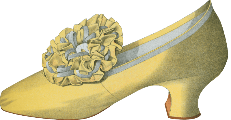 Two yellow satin shoes the first worn on stage by the actress Miss Ada Cavendish and one straw colored shoe 1