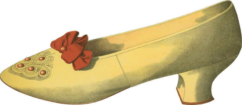 Two yellow satin shoes the first worn on stage by the actress Miss Ada Cavendish and one straw colored shoe 2