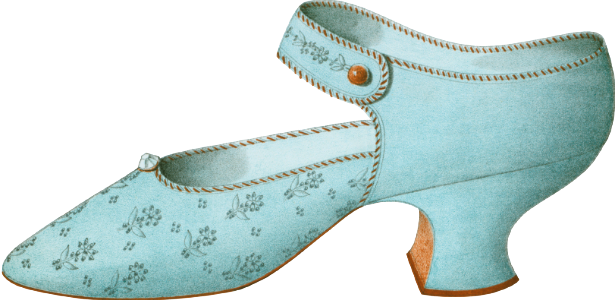 Single strap shoe in French grey satin and two blue shoes all embroidered 1
