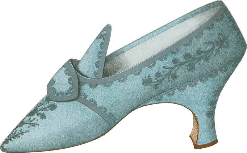 Single strap shoe in French grey satin and two blue shoes all embroidered 2