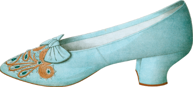 Single strap shoe in French grey satin and two blue shoes all embroidered 3