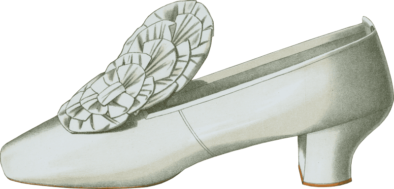 Shoe with straps and bows; tiny shoe with large bow; shoe possessing one of the highest Louis heels worn off the stage 2