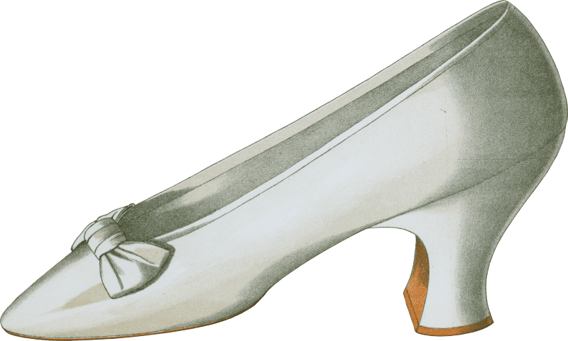 Shoe with straps and bows; tiny shoe with large bow; shoe possessing one of the highest Louis heels worn off the stage 3