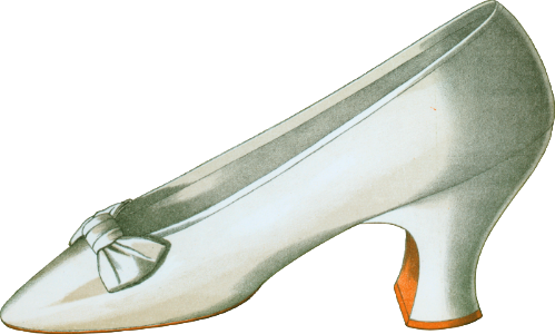 Shoe with straps and bows; tiny shoe with large bow; shoe possessing one of the highest Louis heels worn off the stage 3