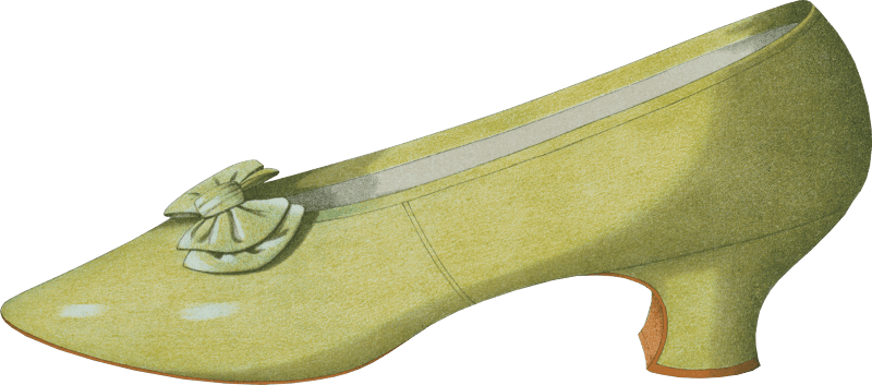 Eau de nil satin shoe worn by Miss Ada Cavendish as Lady Teazle; beaded shoe; yellowish green shoe 3