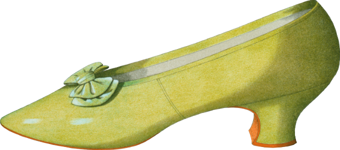 Eau de nil satin shoe worn by Miss Ada Cavendish as Lady Teazle; beaded shoe; yellowish green shoe 3