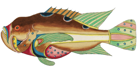 Colourful and surreal illustrations of fishes found in Moluccas (Indonesia) and the East Indies by Louis Renard (1678 -1746) from Histoire naturelle des plus rares curiositez de la mer des Indes (1754).