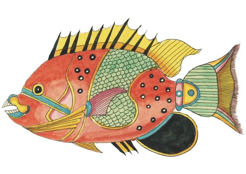 Colourful and surreal illustrations of fishes found in Moluccas (Indonesia) and the East Indies by Louis Renard (1678 -1746) from Histoire naturelle des plus rares curiositez de la mer des Indes (1754).
