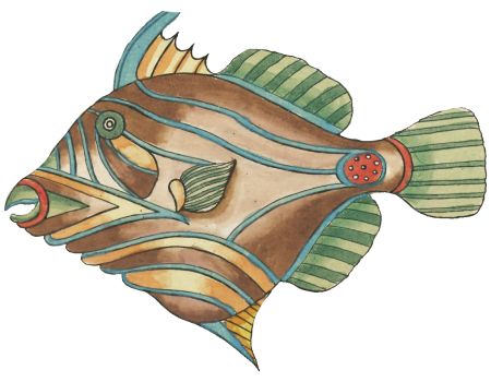 Colourful and surreal illustrations of fishes found in Moluccas (Indonesia) and the East Indies by Louis Renard (1678 -1746) from Histoire naturelle des plus rares curiositez de la mer des Indes (1754).