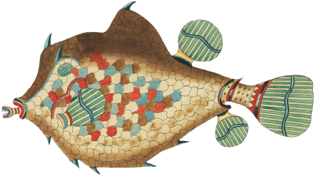 Colourful and surreal illustrations of fishes found in Moluccas (Indonesia) and the East Indies by Louis Renard (1678 -1746) from Histoire naturelle des plus rares curiositez de la mer des Indes (1754).
