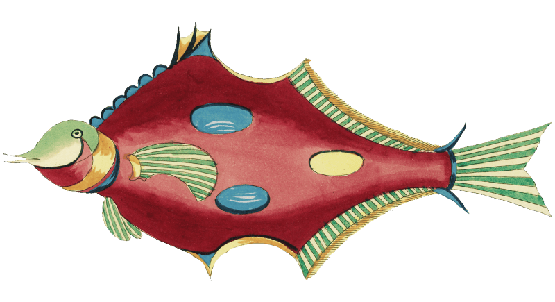 Colourful and surreal illustrations of fishes found in Moluccas (Indonesia) and the East Indies by Louis Renard (1678 -1746) from Histoire naturelle des plus rares curiositez de la mer des Indes (1754).