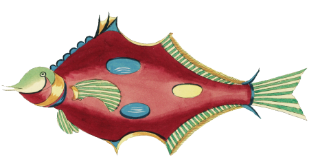 Colourful and surreal illustrations of fishes found in Moluccas (Indonesia) and the East Indies by Louis Renard (1678 -1746) from Histoire naturelle des plus rares curiositez de la mer des Indes (1754).