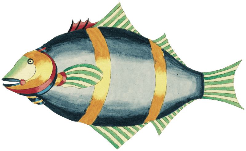 Colourful and surreal illustrations of fishes found in Moluccas (Indonesia) and the East Indies by Louis Renard (1678 -1746) from Histoire naturelle des plus rares curiositez de la mer des Indes (1754).