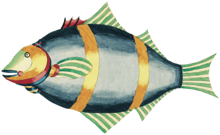 Colourful and surreal illustrations of fishes found in Moluccas (Indonesia) and the East Indies by Louis Renard (1678 -1746) from Histoire naturelle des plus rares curiositez de la mer des Indes (1754).