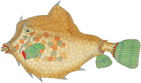 Colourful and surreal illustrations of fishes found in Moluccas (Indonesia) and the East Indies by Louis Renard (1678 -1746) from Histoire naturelle des plus rares curiositez de la mer des Indes (1754).