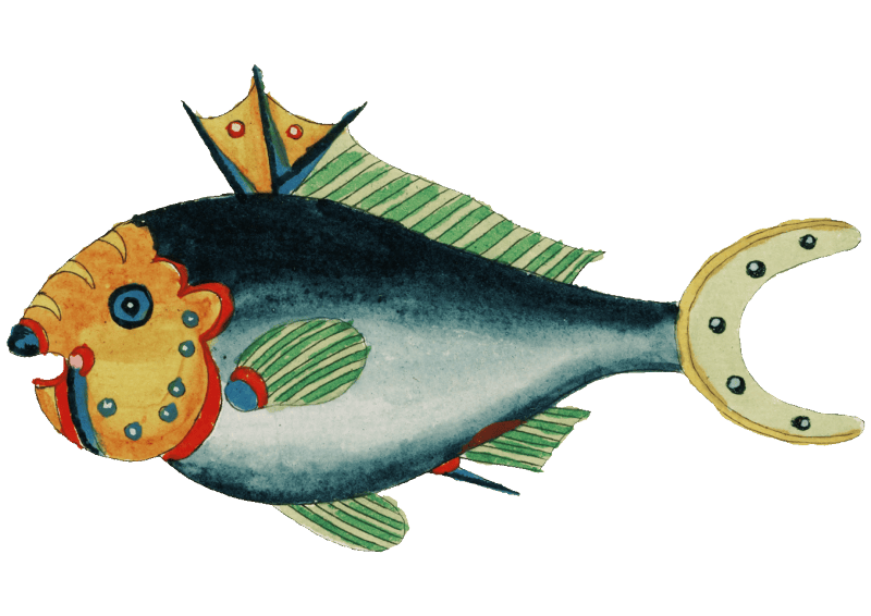 Colourful and surreal illustrations of fishes found in Moluccas (Indonesia) and the East Indies by Louis Renard (1678 -1746) from Histoire naturelle des plus rares curiositez de la mer des Indes (1754).