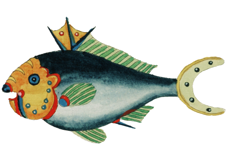 Colourful and surreal illustrations of fishes found in Moluccas (Indonesia) and the East Indies by Louis Renard (1678 -1746) from Histoire naturelle des plus rares curiositez de la mer des Indes (1754).