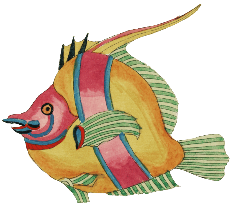 Colourful and surreal illustrations of fishes found in Moluccas (Indonesia) and the East Indies by Louis Renard (1678 -1746) from Histoire naturelle des plus rares curiositez de la mer des Indes (1754).