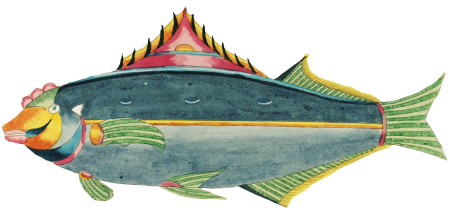 Colourful and surreal illustrations of fishes found in Moluccas (Indonesia) and the East Indies by Louis Renard (1678 -1746) from Histoire naturelle des plus rares curiositez de la mer des Indes (1754).