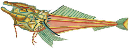 Colourful and surreal illustrations of fishes found in Moluccas (Indonesia) and the East Indies by Louis Renard (1678 -1746) from Histoire naturelle des plus rares curiositez de la mer des Indes (1754).