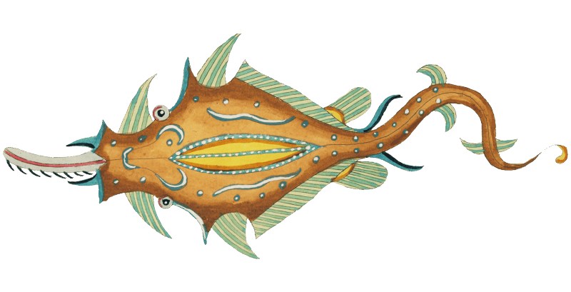 Colourful and surreal illustrations of fishes found in Moluccas (Indonesia) and the East Indies by Louis Renard (1678 -1746) from Histoire naturelle des plus rares curiositez de la mer des Indes (1754).