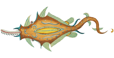 Colourful and surreal illustrations of fishes found in Moluccas (Indonesia) and the East Indies by Louis Renard (1678 -1746) from Histoire naturelle des plus rares curiositez de la mer des Indes (1754).
