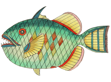 Colourful and surreal illustrations of fishes found in Moluccas (Indonesia) and the East Indies by Louis Renard (1678 -1746) from Histoire naturelle des plus rares curiositez de la mer des Indes (1754).