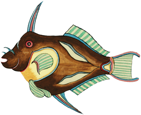 Colourful and surreal illustrations of fishes found in Moluccas (Indonesia) and the East Indies by Louis Renard (1678 -1746) from Histoire naturelle des plus rares curiositez de la mer des Indes (1754).