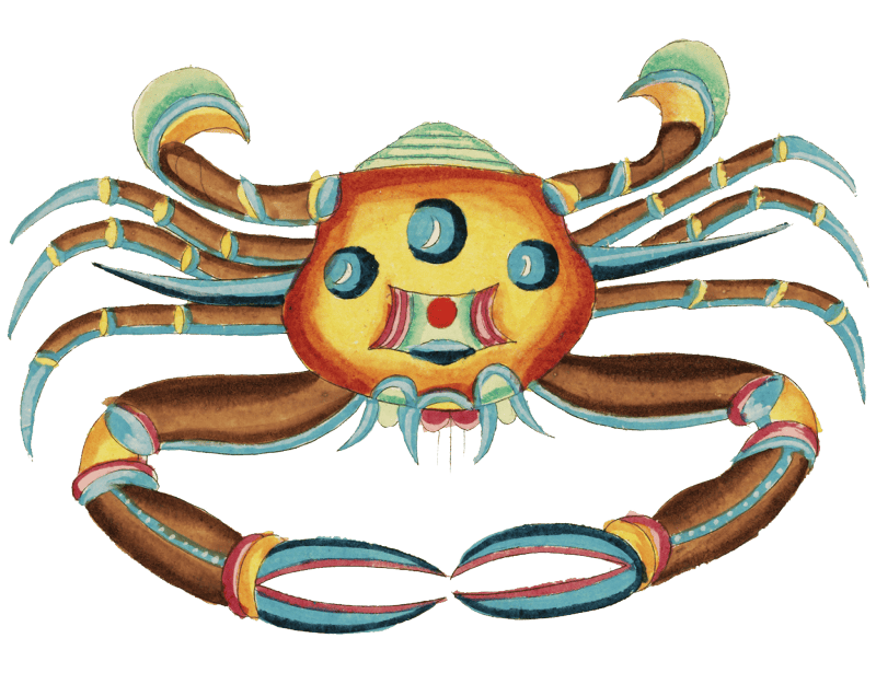 Colourful and surreal illustrations of fishes and crabs found in Moluccas (Indonesia) and the East Indies by Louis Renard (1678 -1746) from Histoire naturelle des plus rares curiositez de la mer des Indes (1754).