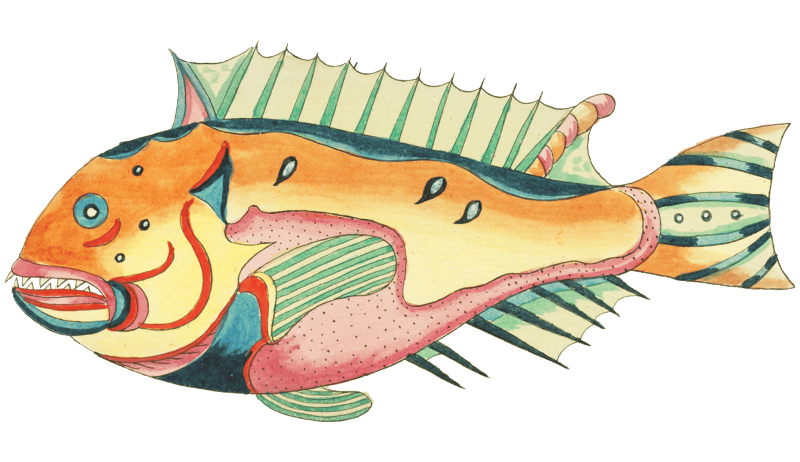 Colourful and surreal illustrations of fishes found in Moluccas (Indonesia) and the East Indies by Louis Renard (1678 -1746) from Histoire naturelle des plus rares curiositez de la mer des Indes (1754).