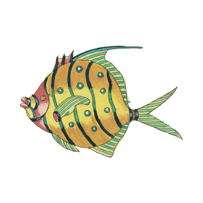 Colourful and surreal illustrations of fishes and crab found in Moluccas (Indonesia) and the East Indies by Louis Renard (1678 -1746) from Histoire naturelle des plus rares curiositez de la mer des Indes (1754).