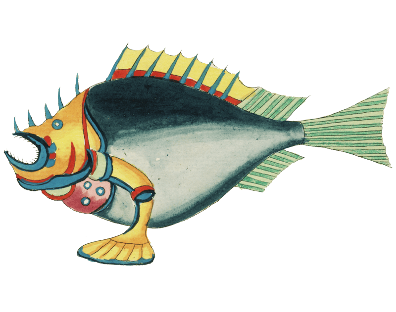 Colourful and surreal illustrations of fishes found in Moluccas (Indonesia) and the East Indies by Louis Renard (1678 -1746) from Histoire naturelle des plus rares curiositez de la mer des Indes (1754).