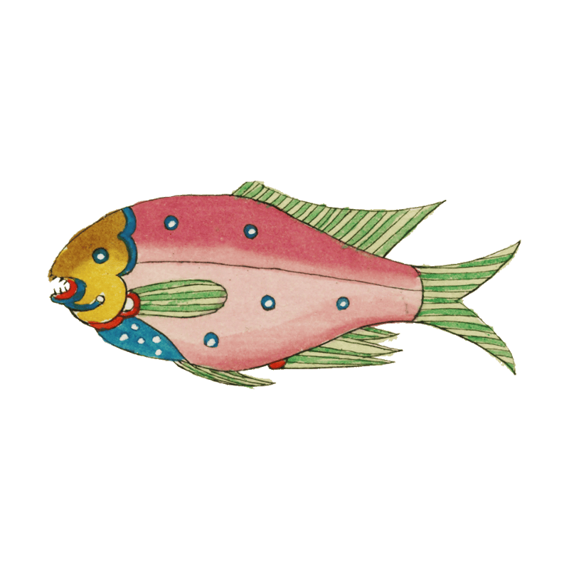 Colourful and surreal illustrations of fishes and crab found in Moluccas (Indonesia) and the East Indies by Louis Renard (1678 -1746) from Histoire naturelle des plus rares curiositez de la mer des Indes (1754).
