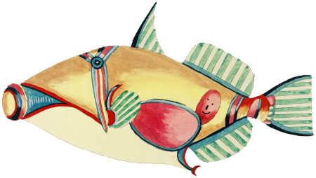 Colourful and surreal illustrations of fishes and crab found in the Indian and Pacific Oceans by Louis Renard (1678 -1746) from Histoire naturelle des plus rares curiositez de la mer des Indes (1754).